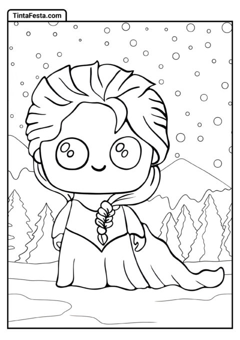 Desenho simples da Elsa para colorir