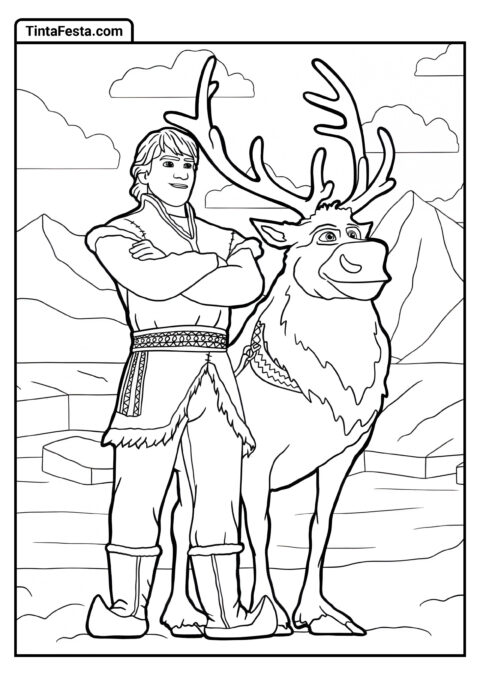 Sven e Kristoff para colorir para crianças