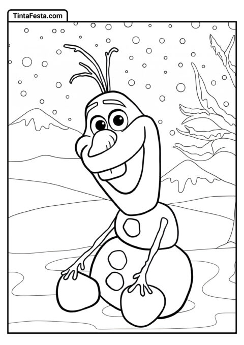 Página para colorir do Olaf sorridente