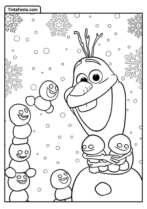 Olaf e bebês de neve para colorir