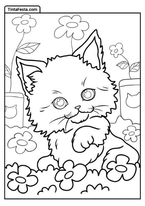 Gatinho Chibi Entre Flores