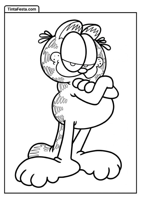 Página Detalhada De Garfield Para Colorir Para Crianças