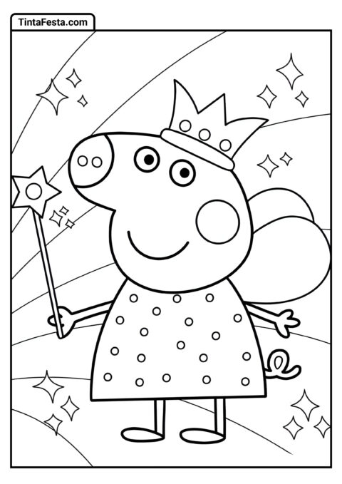 Peppa Pig Vestida de Fada para Colorir