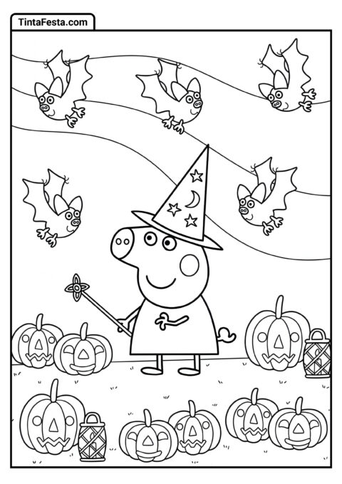 Peppa Pig Tema de Halloween para Colorir