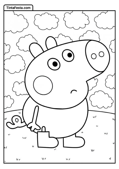 George Pig Preocupado Página para Colorir