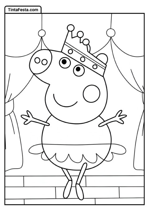 Peppa Pig Bailarina Página para Colorir para Crianças