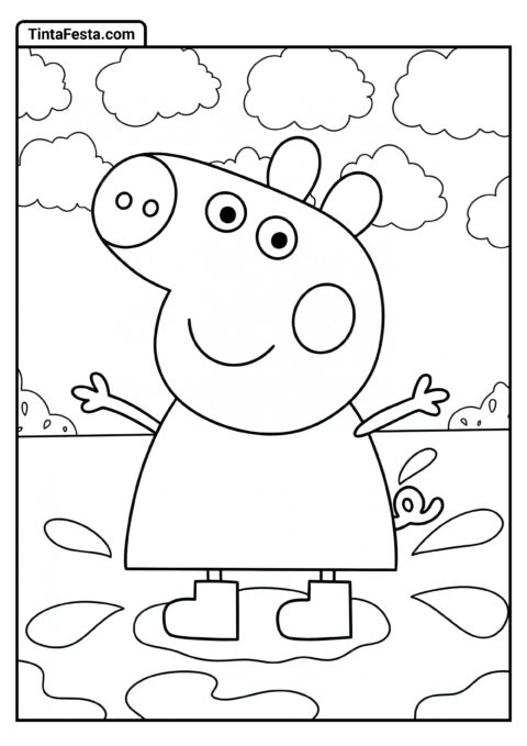 Peppa Pig Pulando na Poça