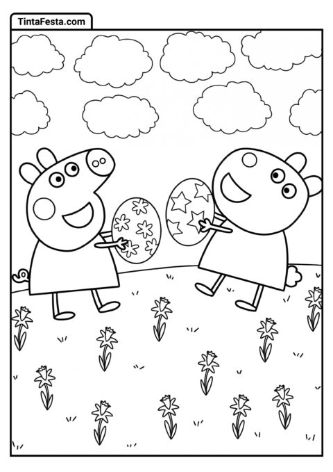 Peppa Brincando de Bola com Suzy Folha para Colorir